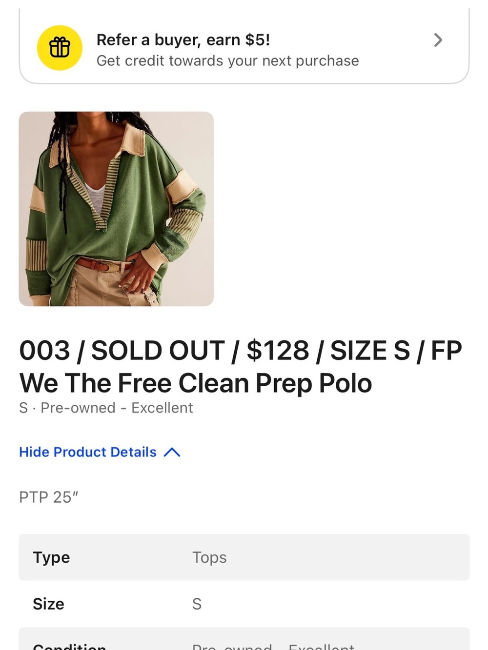 We The Free Olive Green and Cream Collared Pullover - Picture 2 of 2